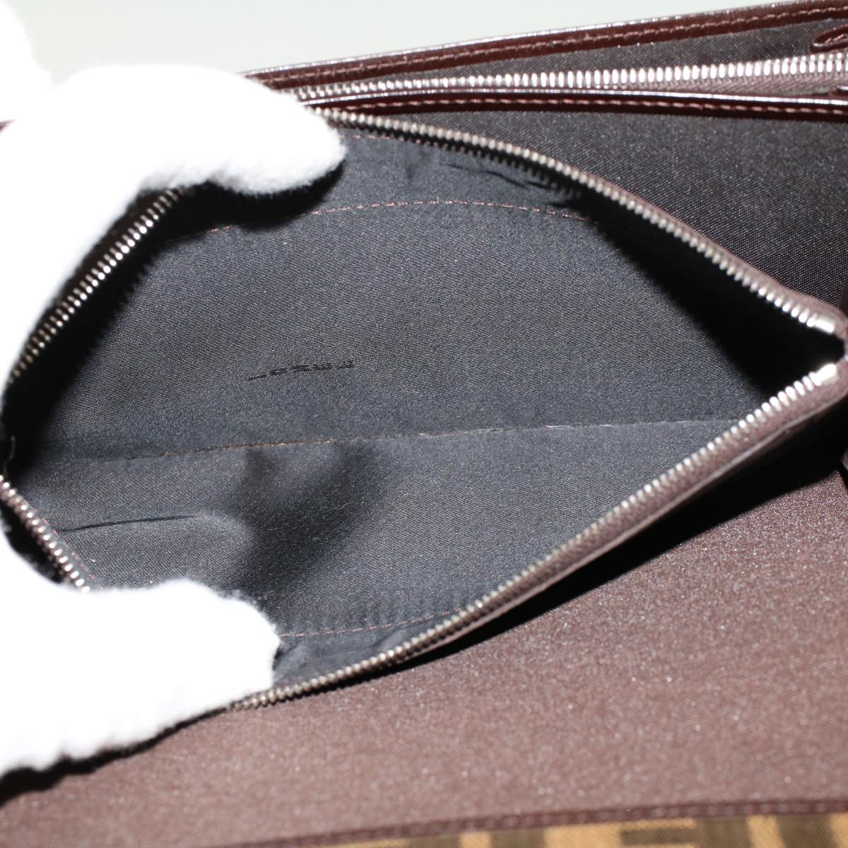 FENDI Zucca Canvas Long Wallet Black Brown 45644