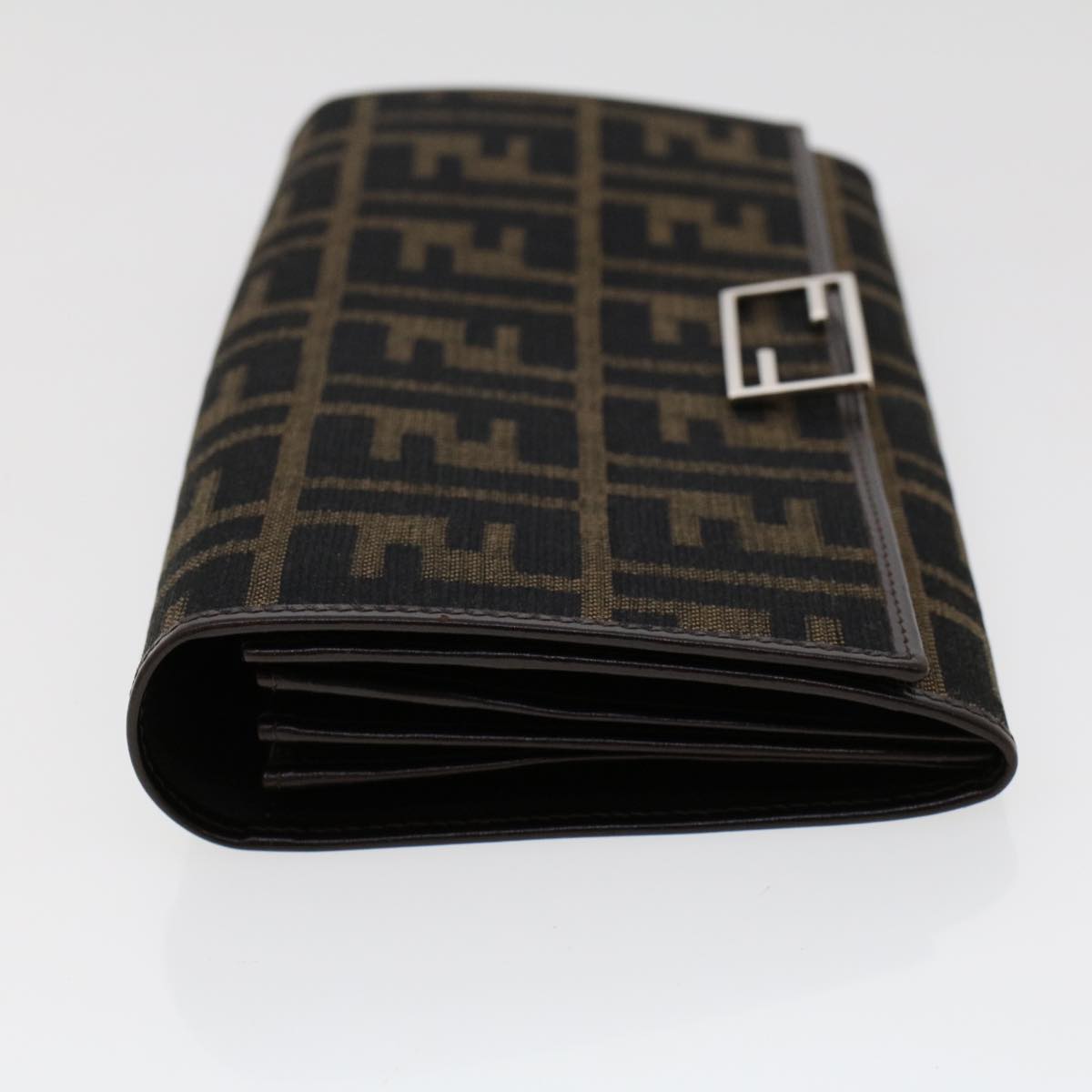 FENDI Zucca Canvas Long Wallet Black Brown 45644