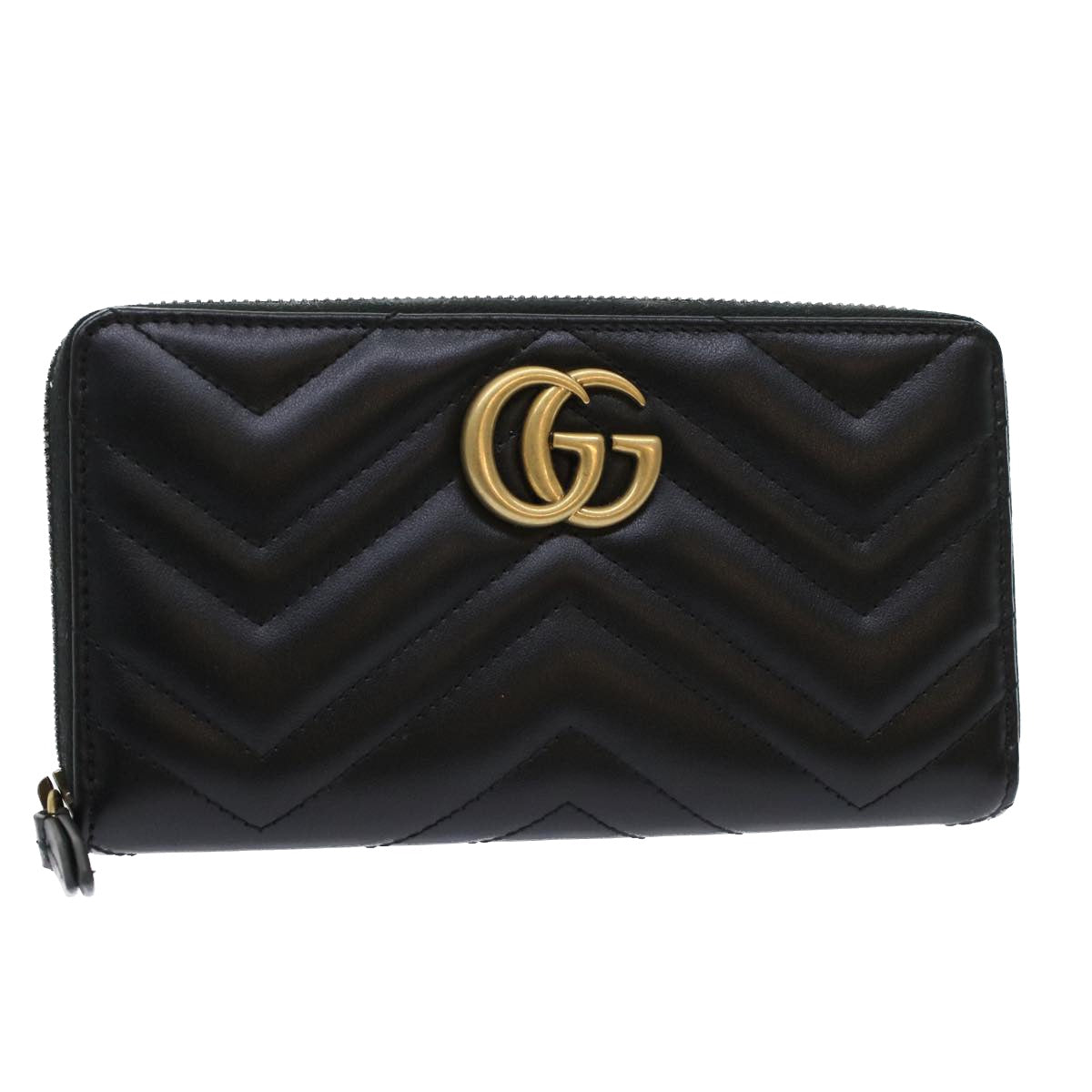 GUCCI GG Marmont Zip Around Wallet Long Wallet Black 443123 45675A