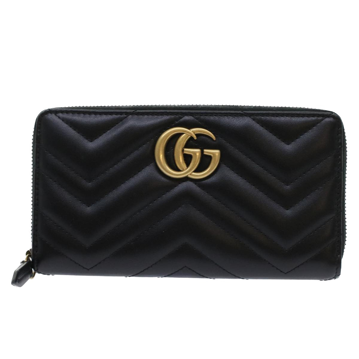 GUCCI GG Marmont Zip Around Wallet Long Wallet Black 443123 45675A
