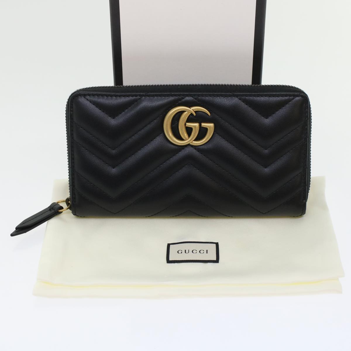 GUCCI GG Marmont Zip Around Wallet Long Wallet Black 443123 45675A