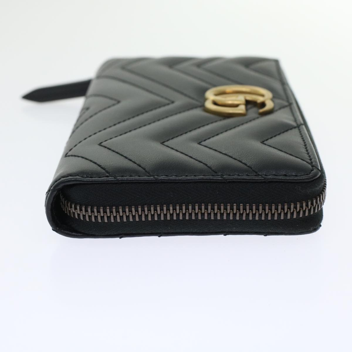 GUCCI GG Marmont Zip Around Wallet Long Wallet Black 443123 45675A