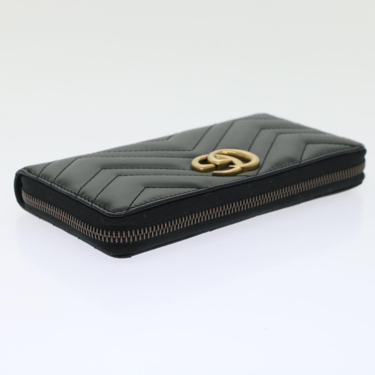 GUCCI GG Marmont Zip Around Wallet Long Wallet Black 443123 45675A