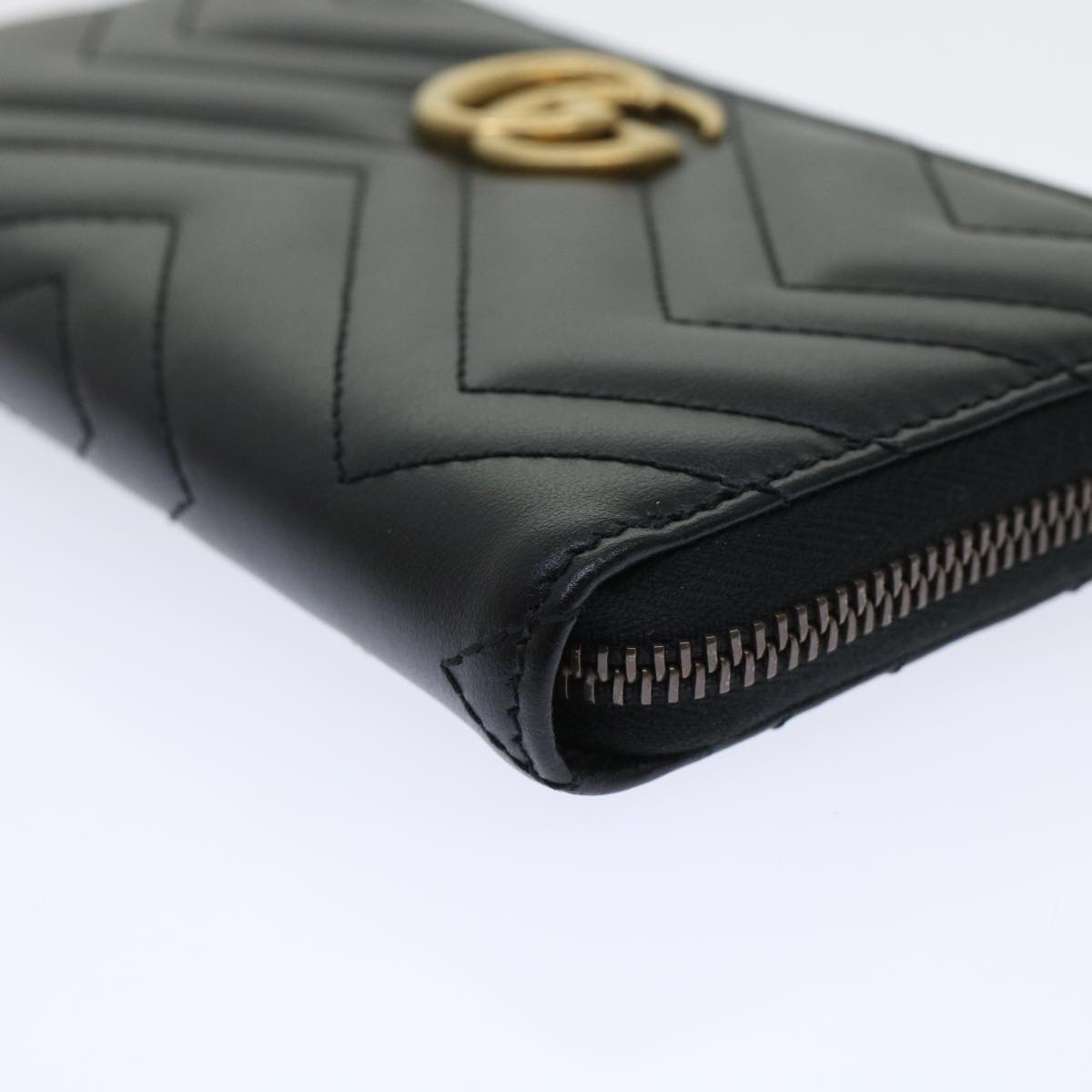 GUCCI GG Marmont Zip Around Wallet Long Wallet Black 443123 45675A