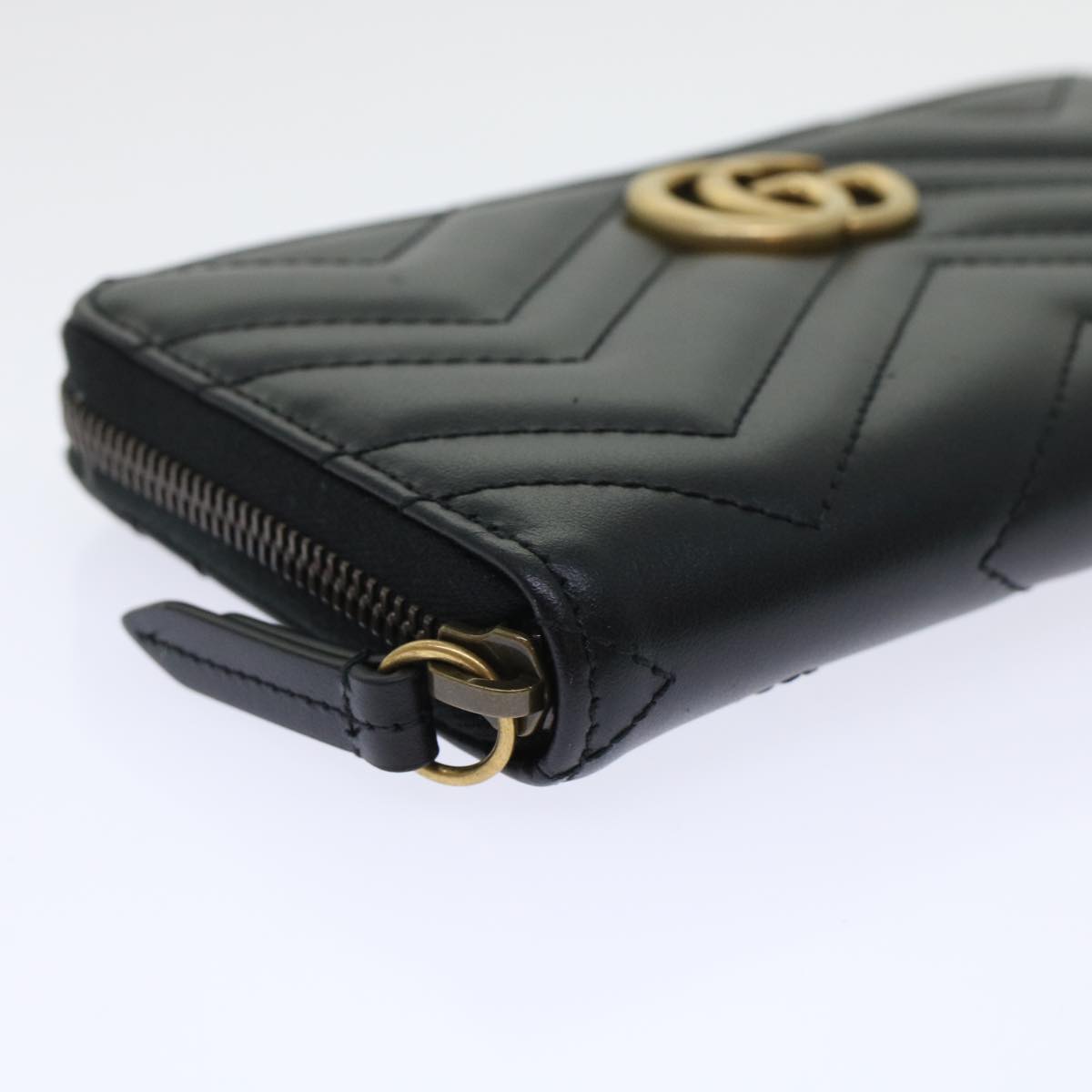GUCCI GG Marmont Zip Around Wallet Long Wallet Black 443123 45675A