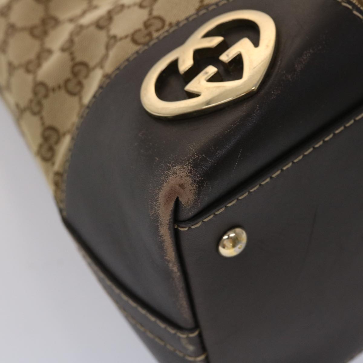 GUCCI GG Canvas Shoulder Bag Leather Beige 257070 45706