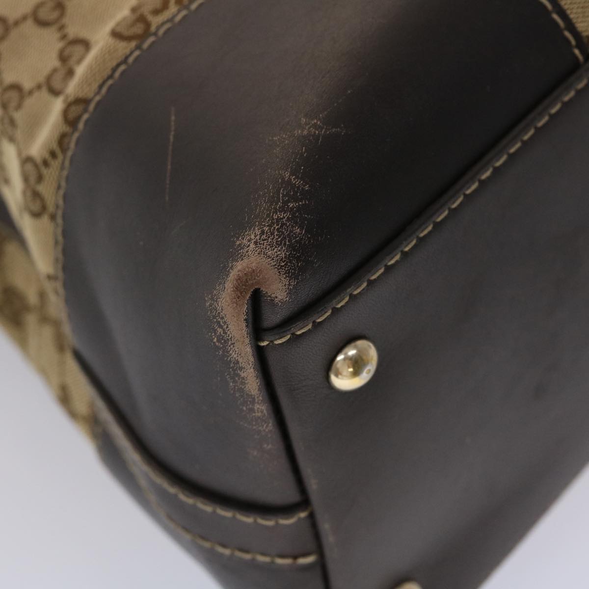 GUCCI GG Canvas Shoulder Bag Leather Beige 257070 45706