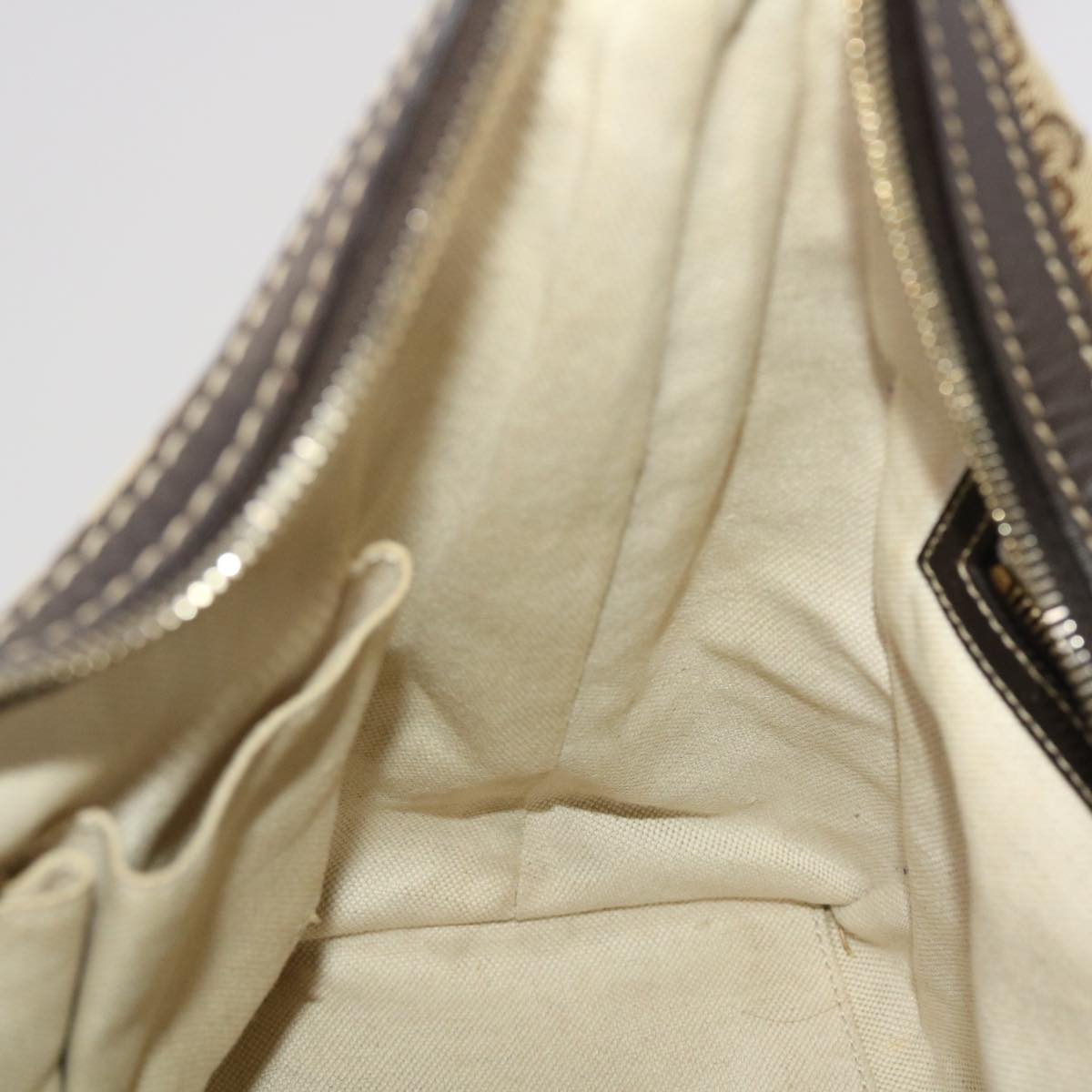 GUCCI GG Canvas Shoulder Bag Leather Beige 257070 45706