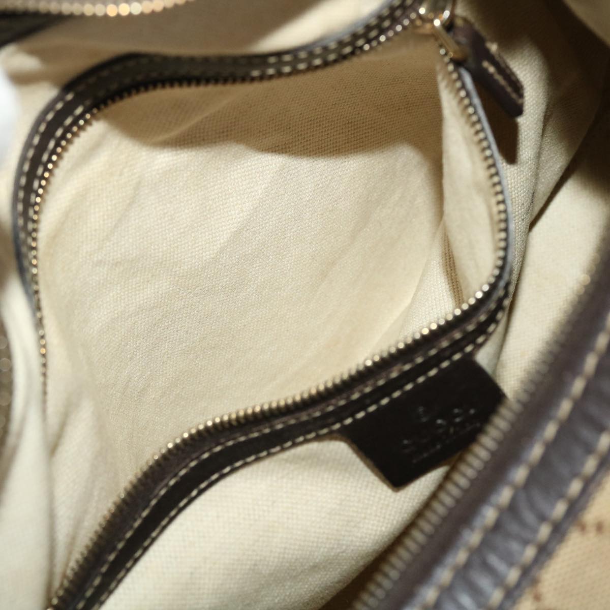 GUCCI GG Canvas Shoulder Bag Leather Beige 257070 45706