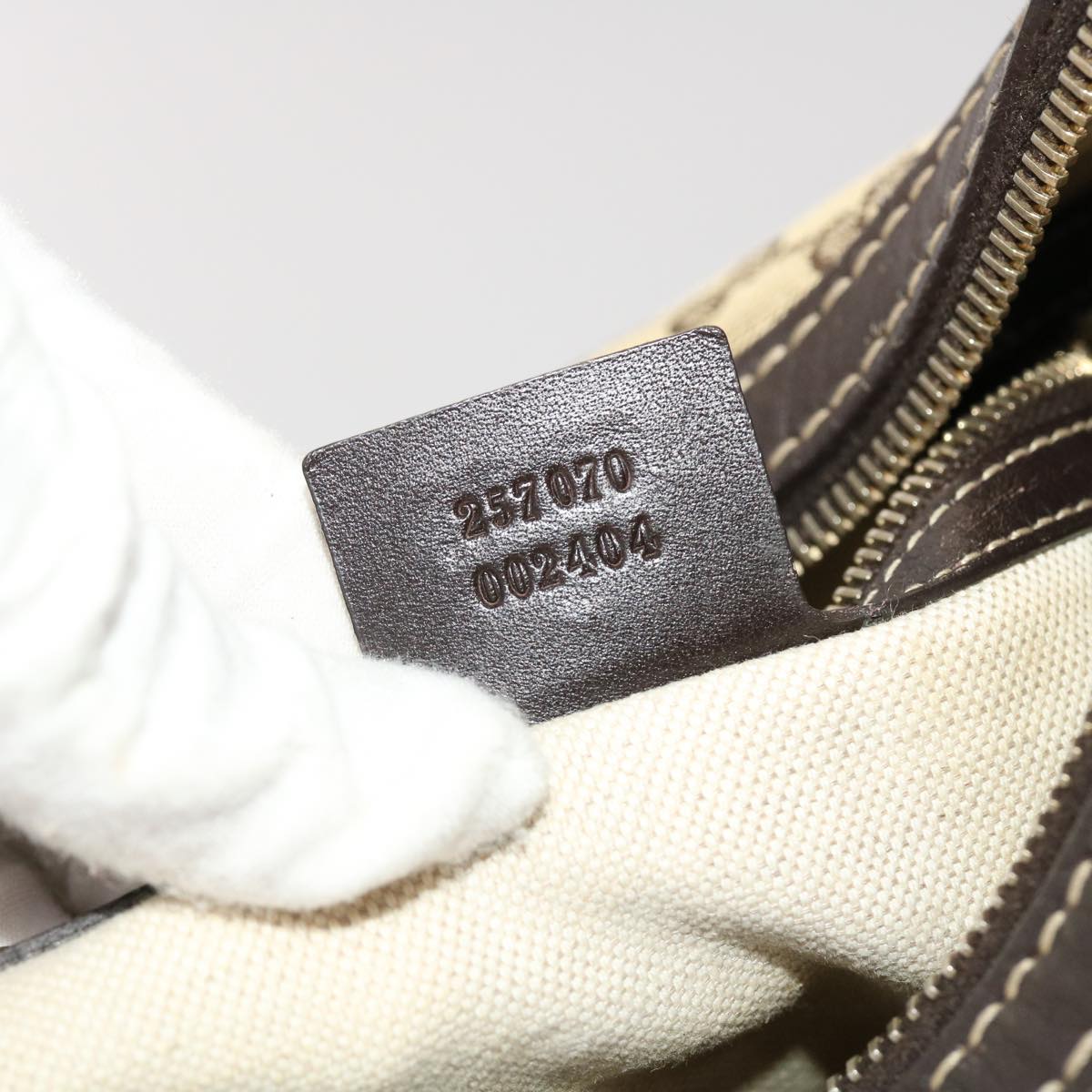 GUCCI GG Canvas Shoulder Bag Leather Beige 257070 45706