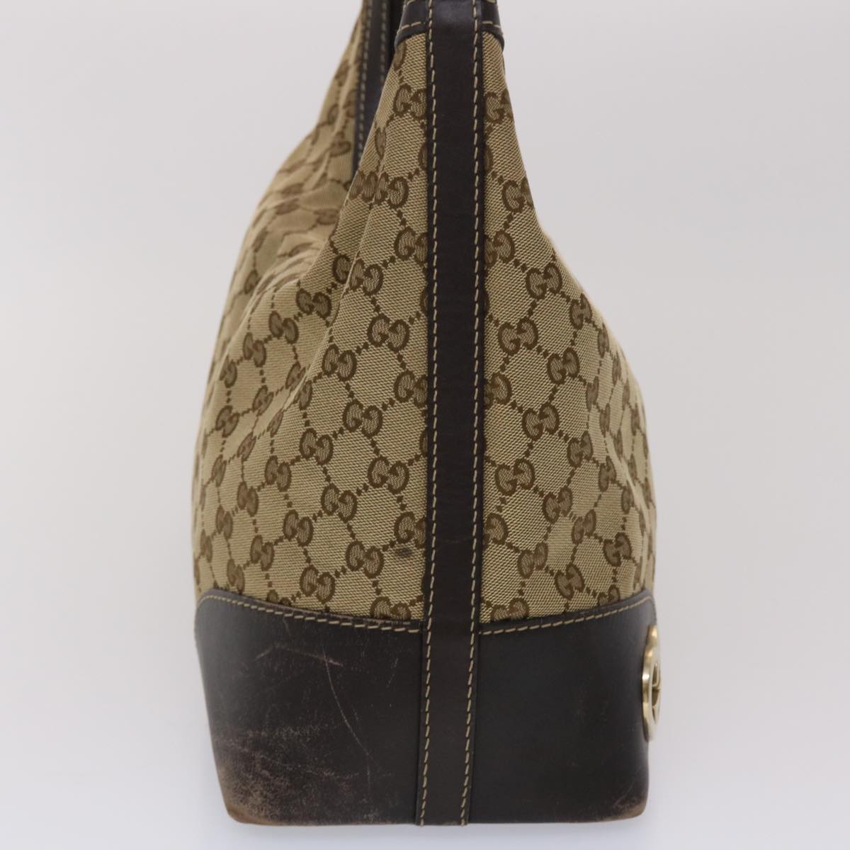 GUCCI GG Canvas Shoulder Bag Leather Beige 257070 45706