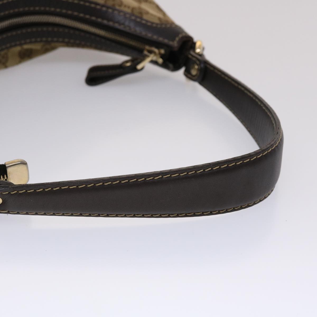 GUCCI GG Canvas Shoulder Bag Leather Beige 257070 45706