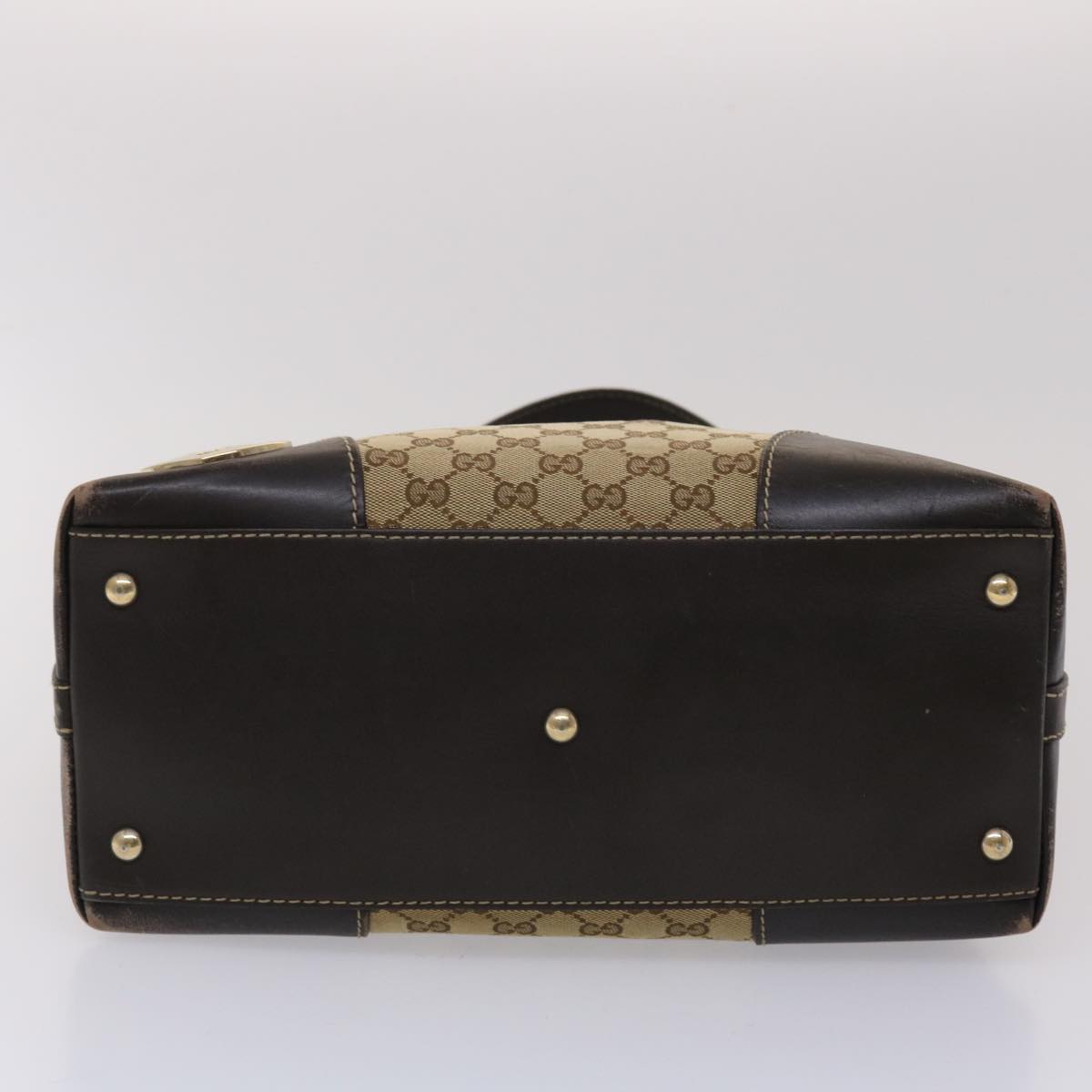 GUCCI GG Canvas Shoulder Bag Leather Beige 257070 45706