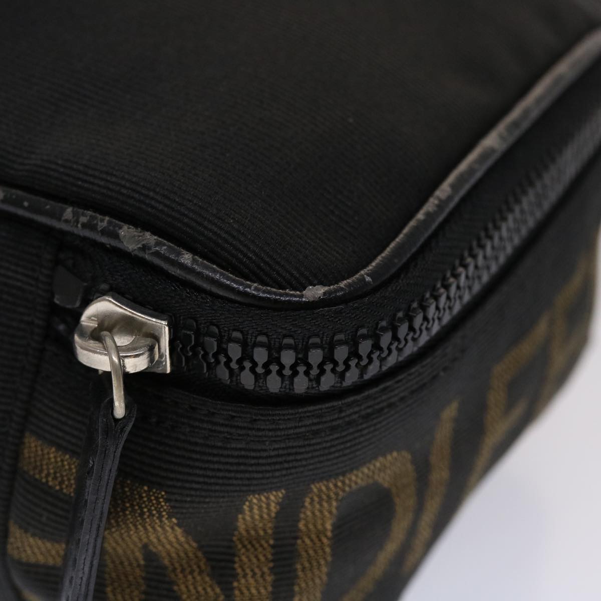 FENDI Pouch Nylon Leather Black 45724