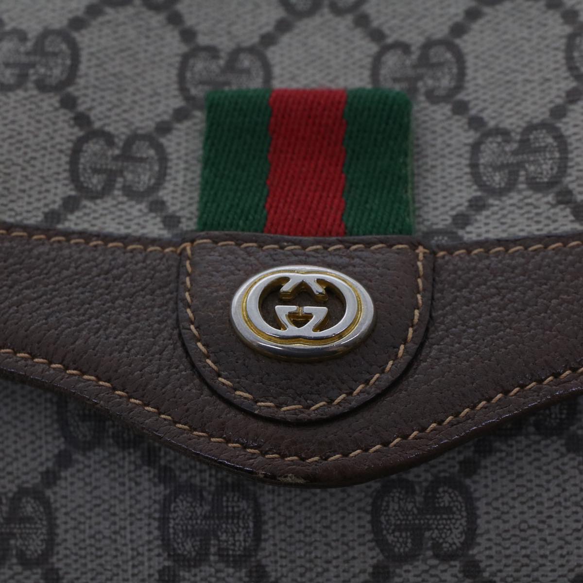 GUCCI GG Canvas Web Sherry Line Shoulder Bag Beige Red Green 45822
