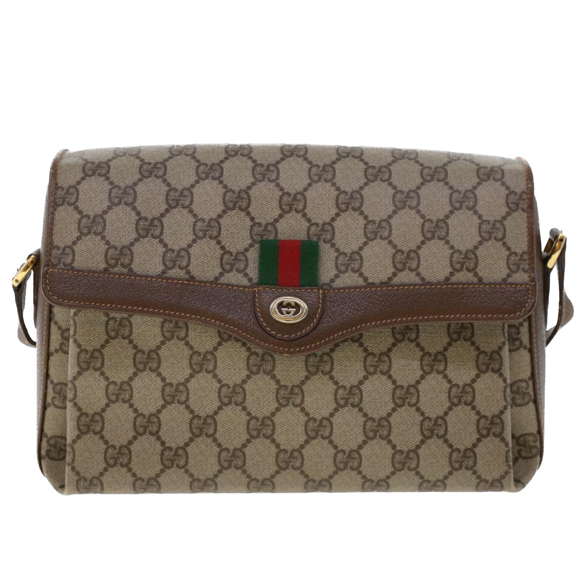 GUCCI GG Canvas Web Sherry Line Shoulder Bag Beige Red Green 45822