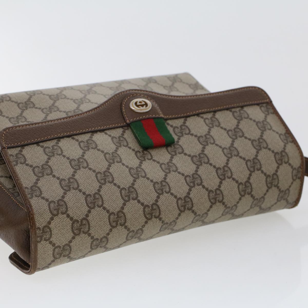 GUCCI GG Canvas Web Sherry Line Shoulder Bag Beige Red Green 45822