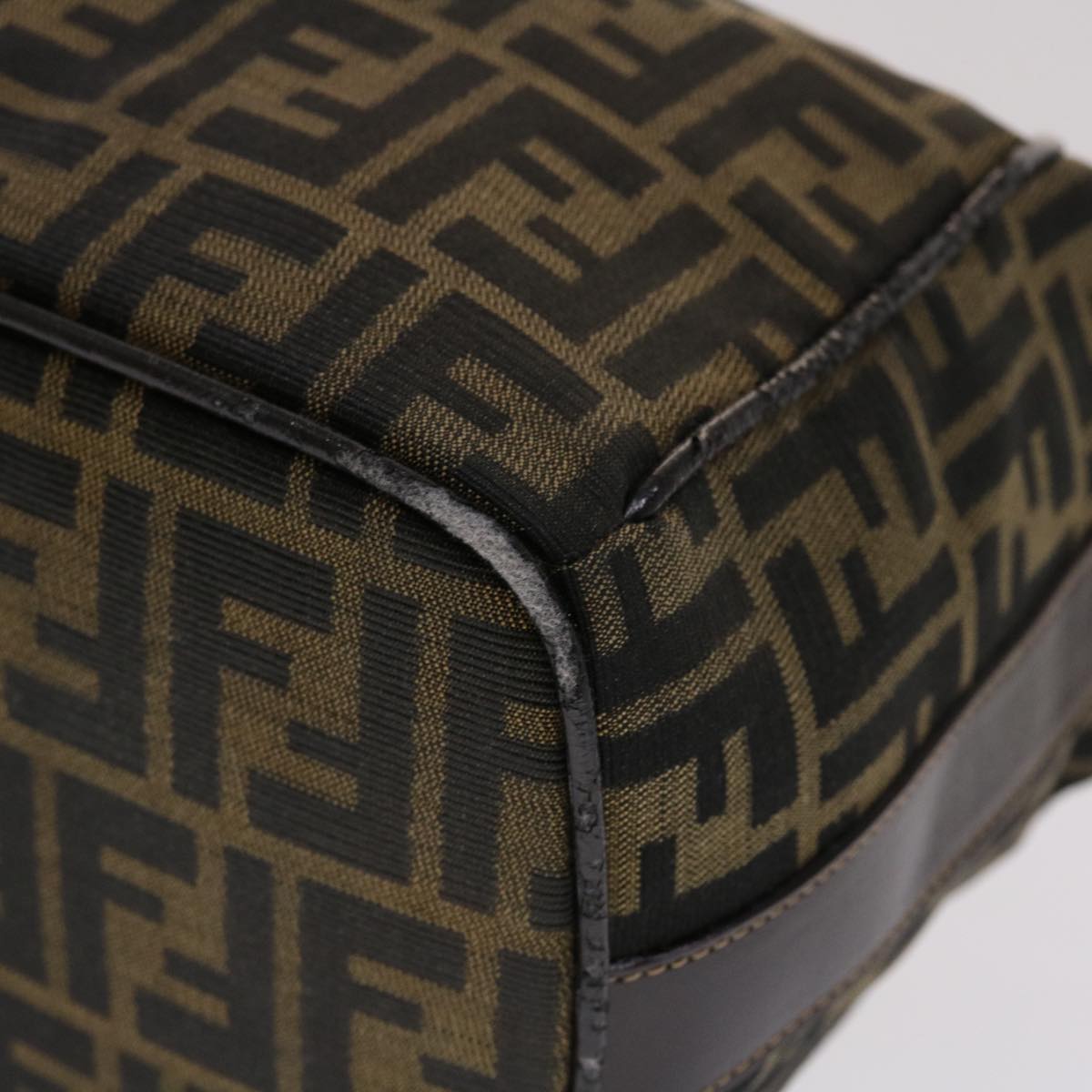 FENDI Zucca Canvas Hand Bag Black Brown 2111 26348 088 45832