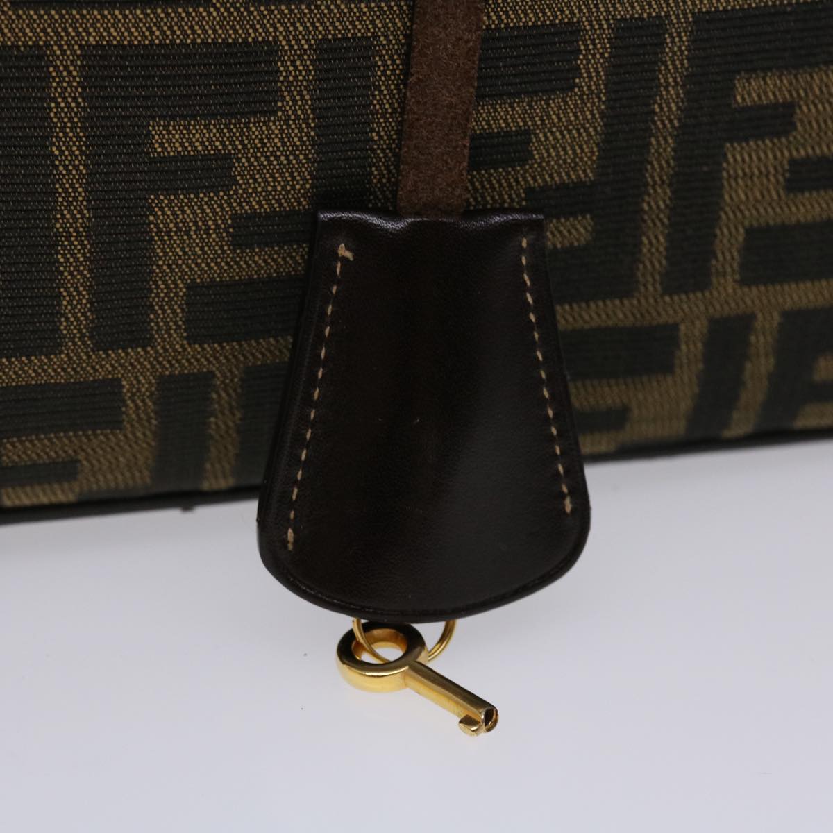 FENDI Zucca Canvas Hand Bag Black Brown 2111 26348 088 45832
