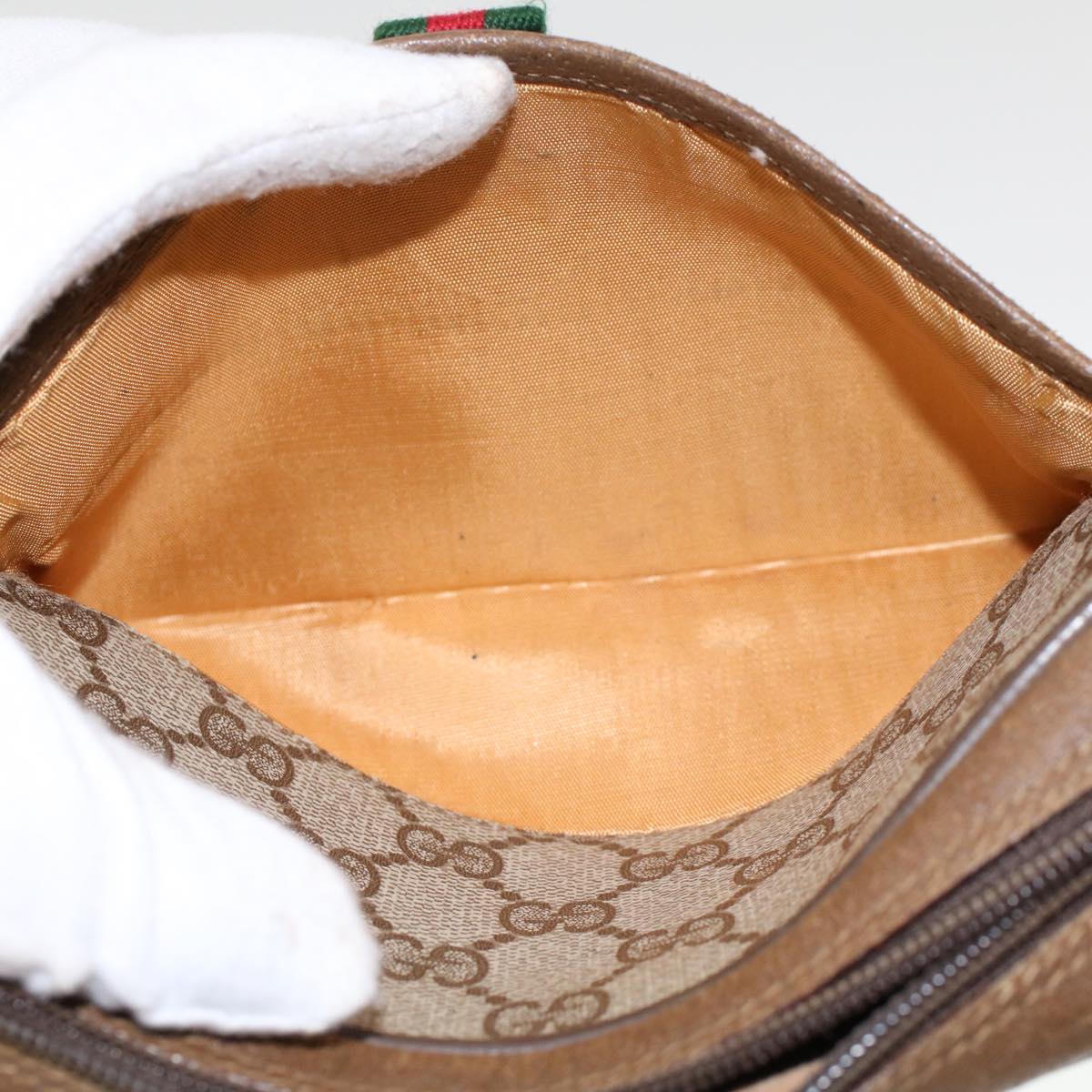 GUCCI GG Canvas Web Sherry Line Shoulder Bag PVC Leather 116 02 089 45860