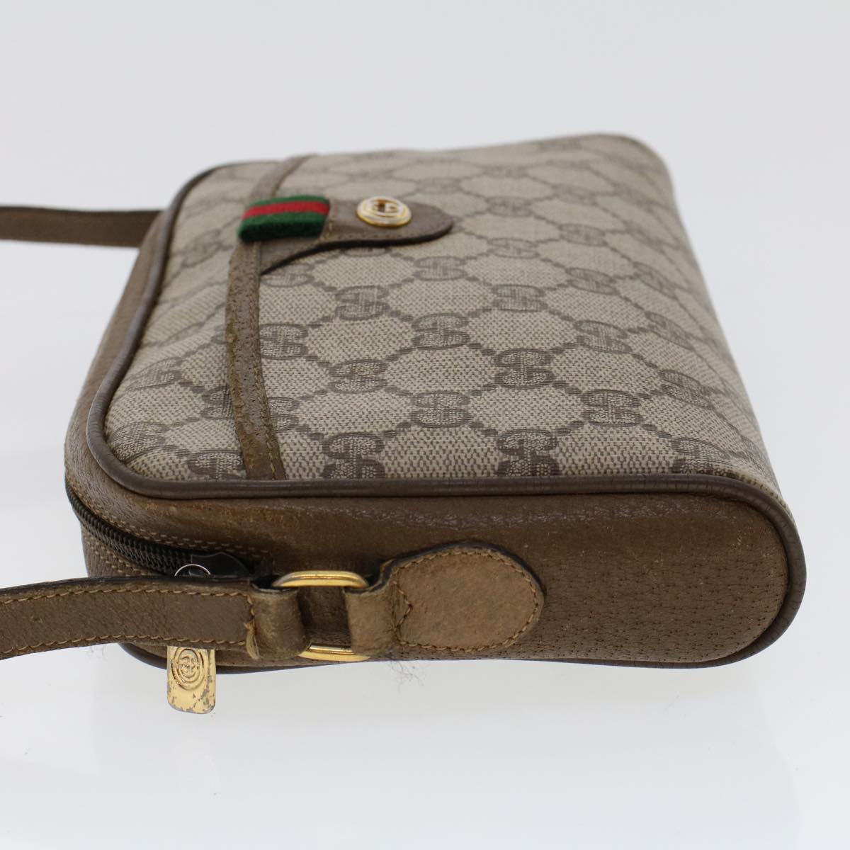 GUCCI GG Canvas Web Sherry Line Shoulder Bag PVC Leather 116 02 089 45860