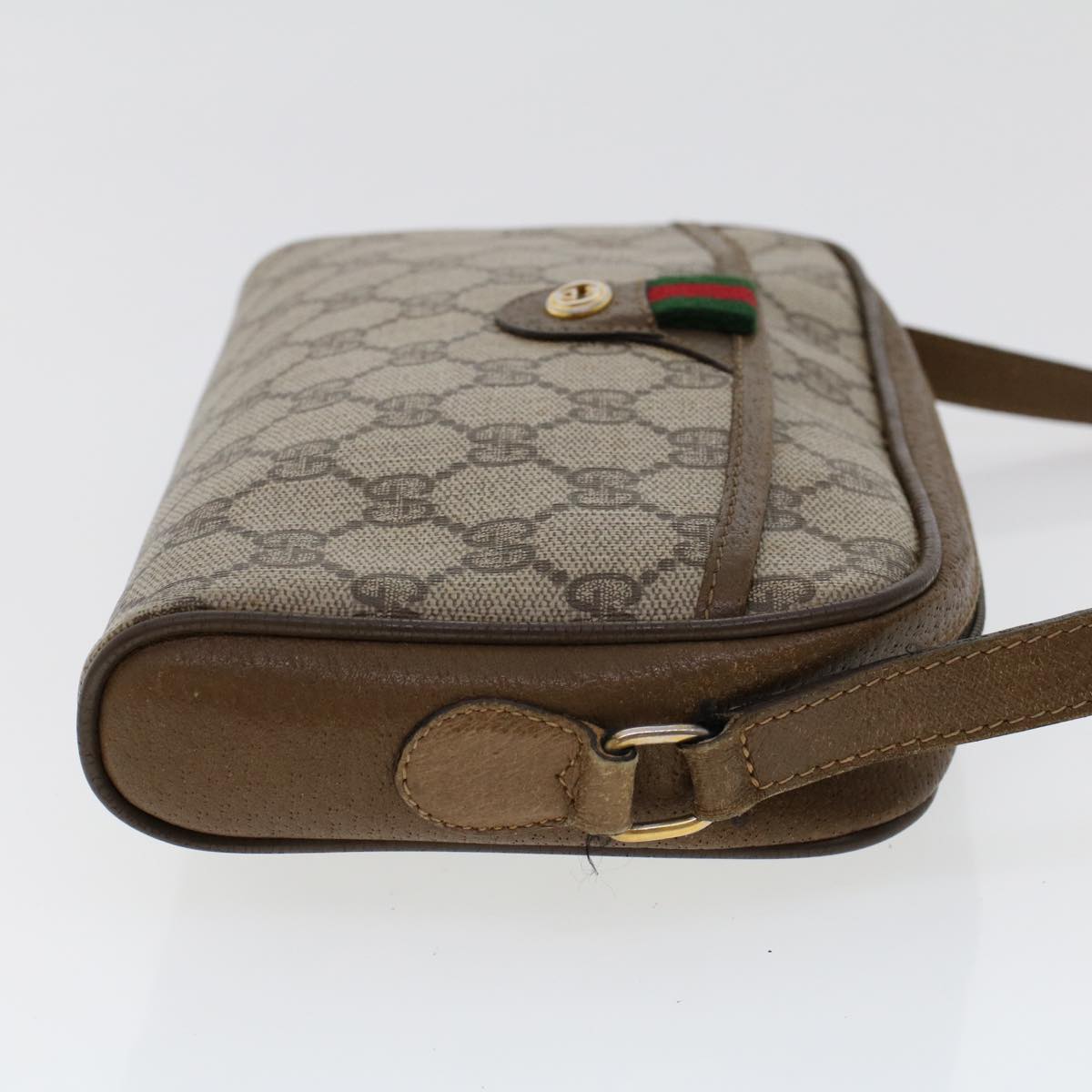 GUCCI GG Canvas Web Sherry Line Shoulder Bag PVC Leather 116 02 089 45860