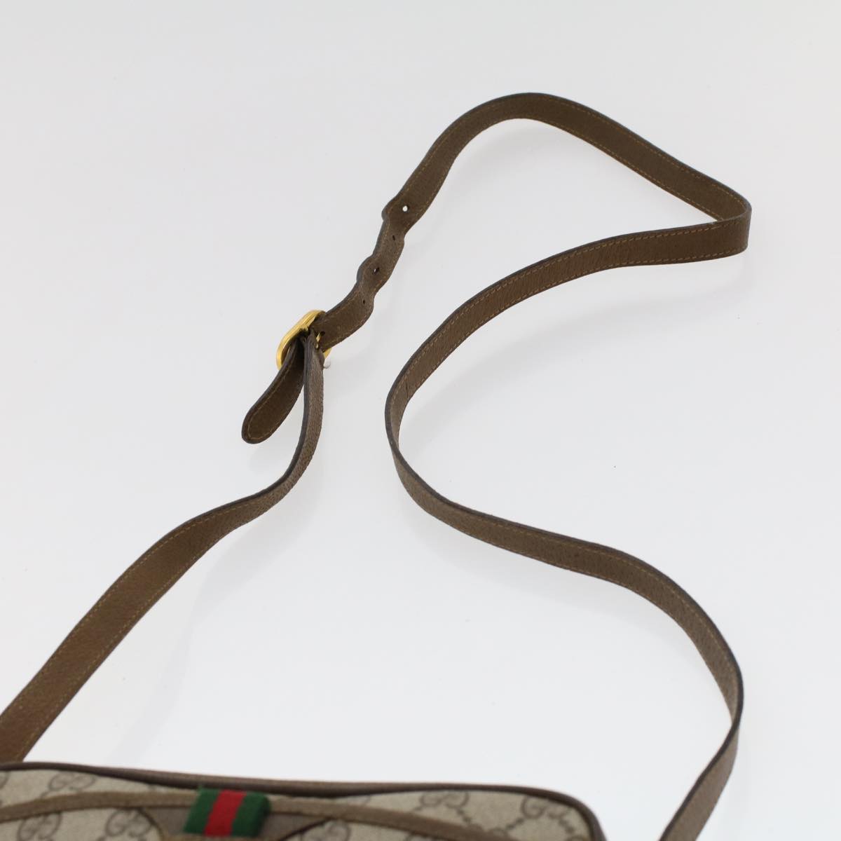 GUCCI GG Canvas Web Sherry Line Shoulder Bag PVC Leather 116 02 089 45860