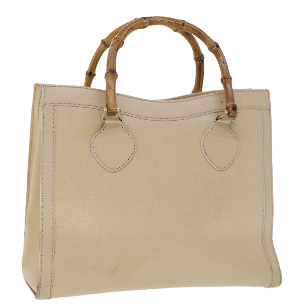 GUCCI Bamboo Hand Bag Leather Beige 45863