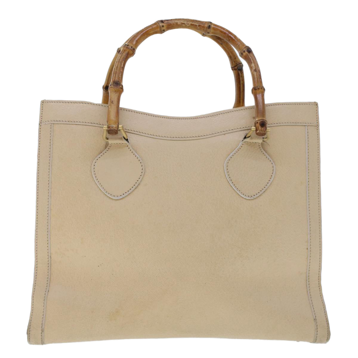 GUCCI Bamboo Hand Bag Leather Beige 45863