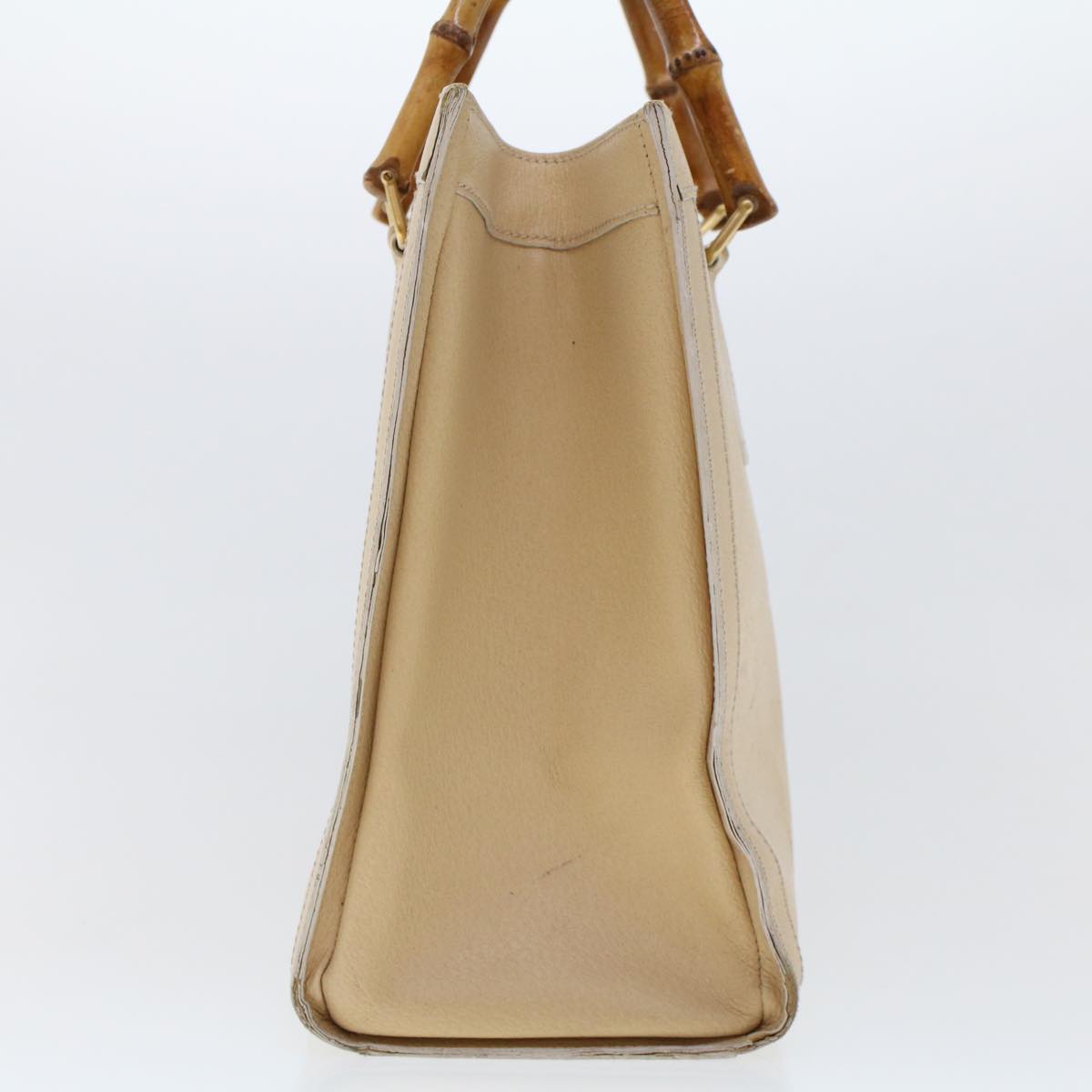 GUCCI Bamboo Hand Bag Leather Beige 45863