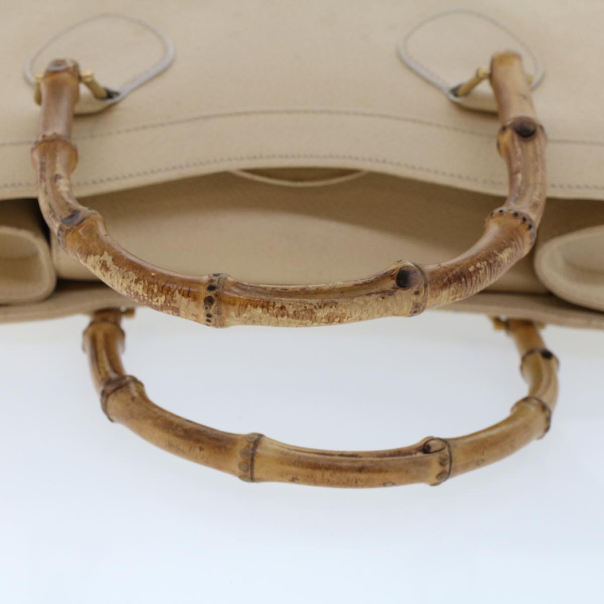 GUCCI Bamboo Hand Bag Leather Beige 45863