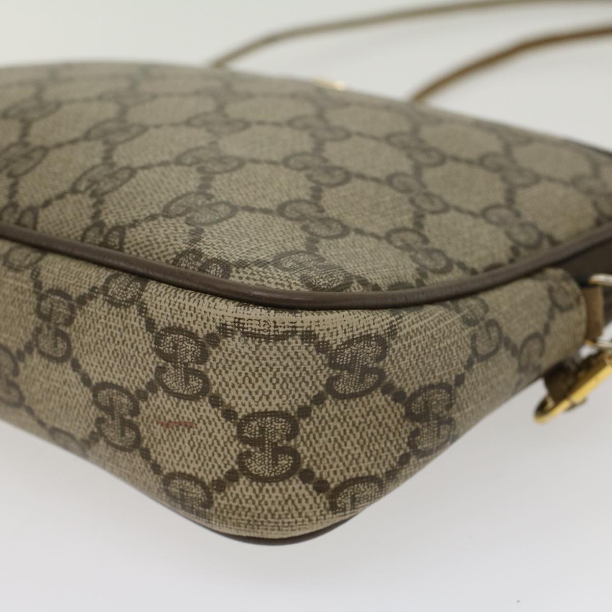 GUCCI GG Canvas Shoulder Bag PVC Leather Beige 45871