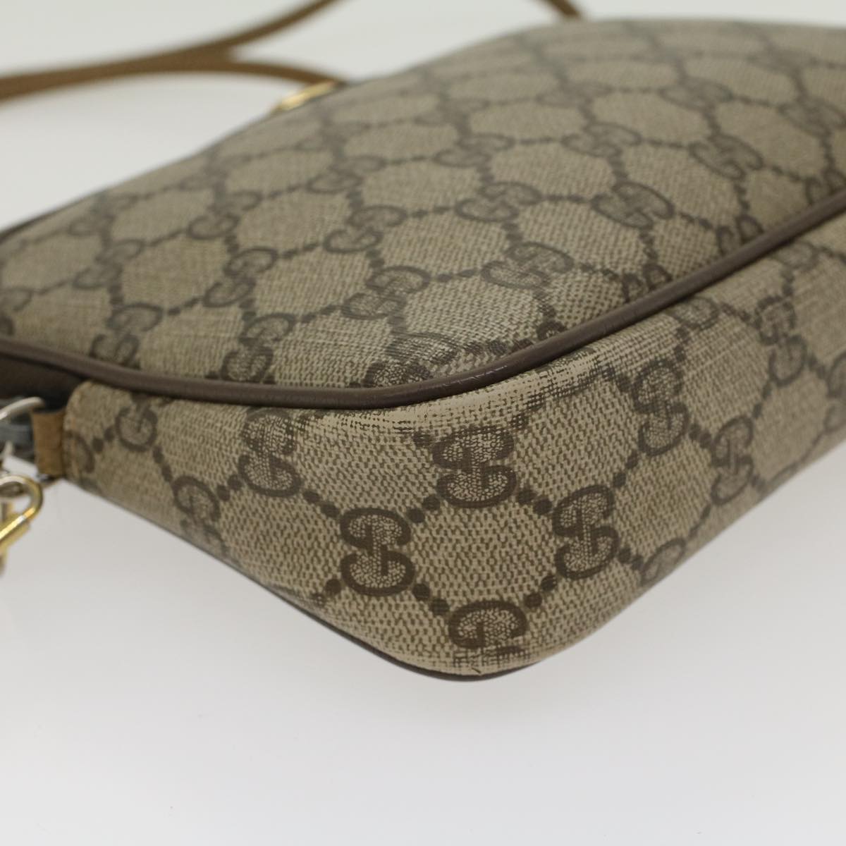 GUCCI GG Canvas Shoulder Bag PVC Leather Beige 45871