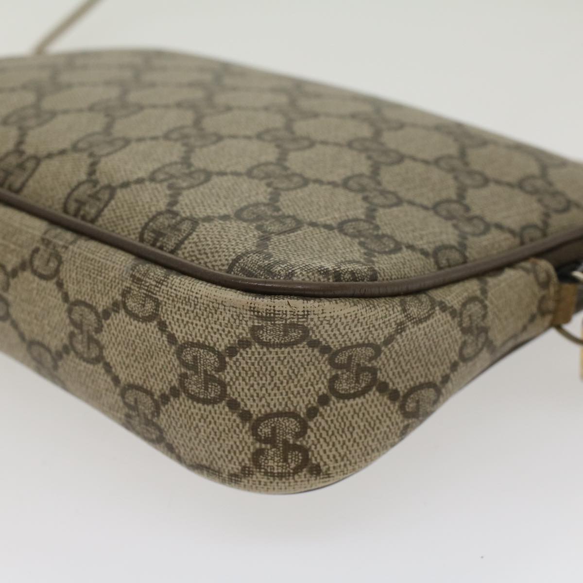 GUCCI GG Canvas Shoulder Bag PVC Leather Beige 45871