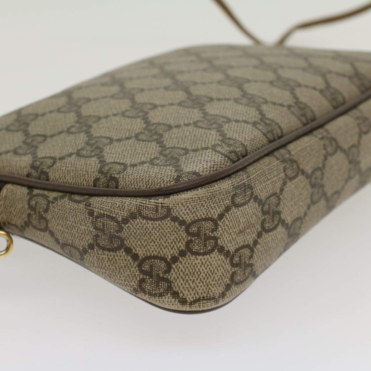 GUCCI GG Canvas Shoulder Bag PVC Leather Beige 45871