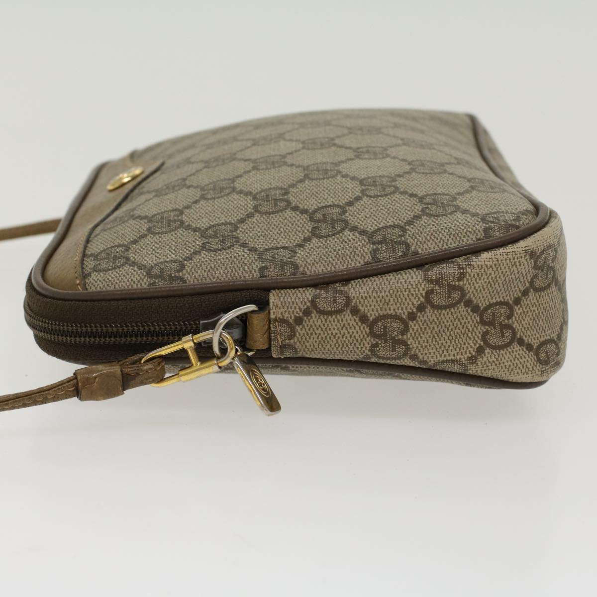 GUCCI GG Canvas Shoulder Bag PVC Leather Beige 45871