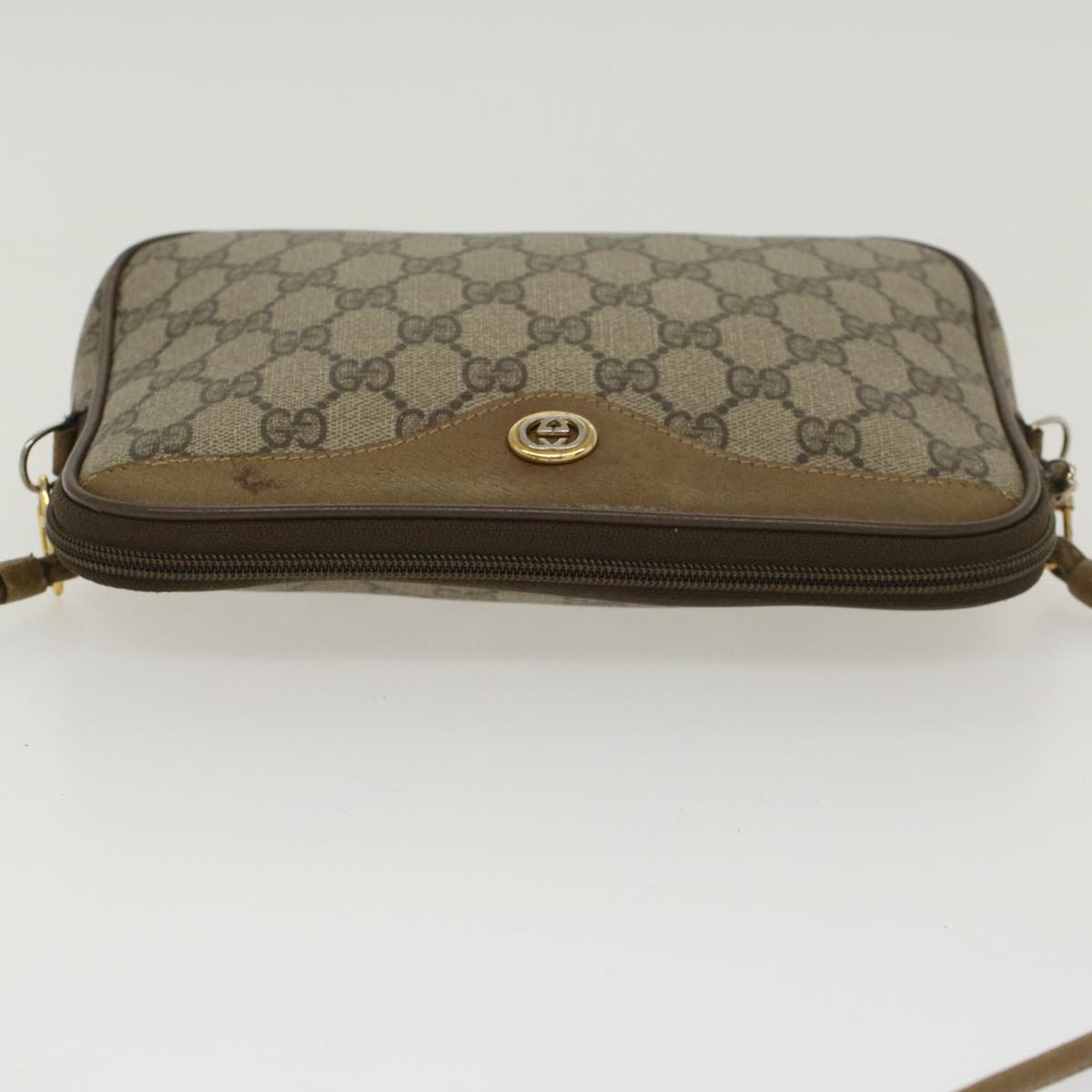 GUCCI GG Canvas Shoulder Bag PVC Leather Beige 45871