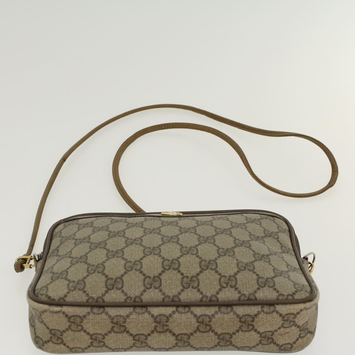GUCCI GG Canvas Shoulder Bag PVC Leather Beige 45871