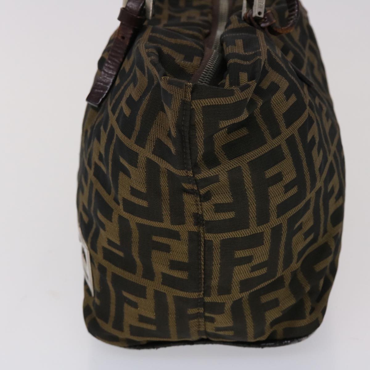 FENDI Zucca Canvas Hand Bag Nylon Brown Black 45877