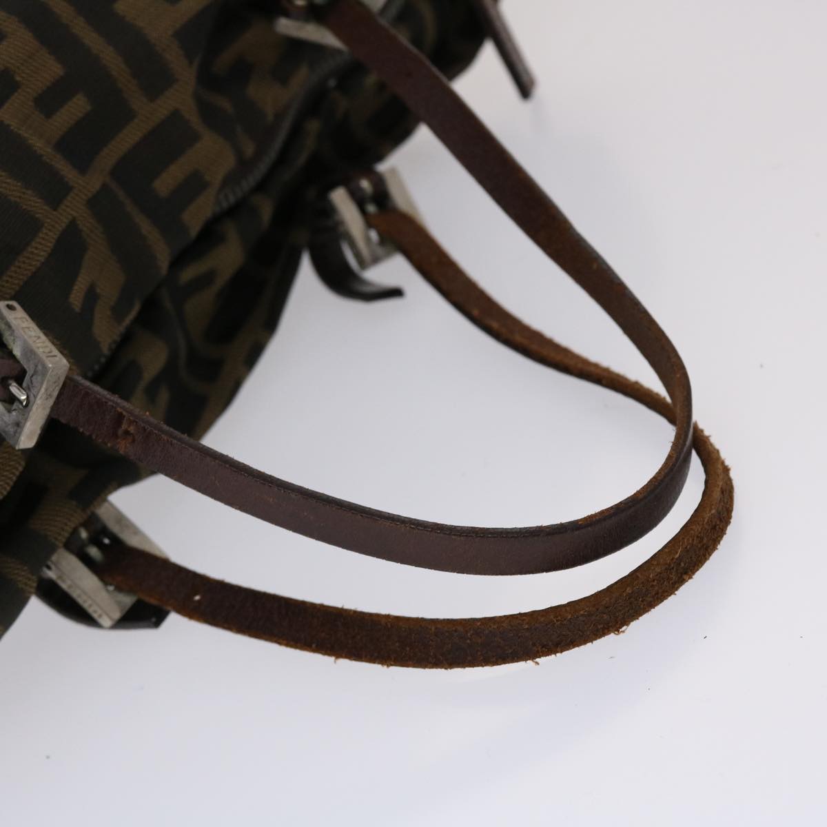 FENDI Zucca Canvas Hand Bag Nylon Brown Black 45877