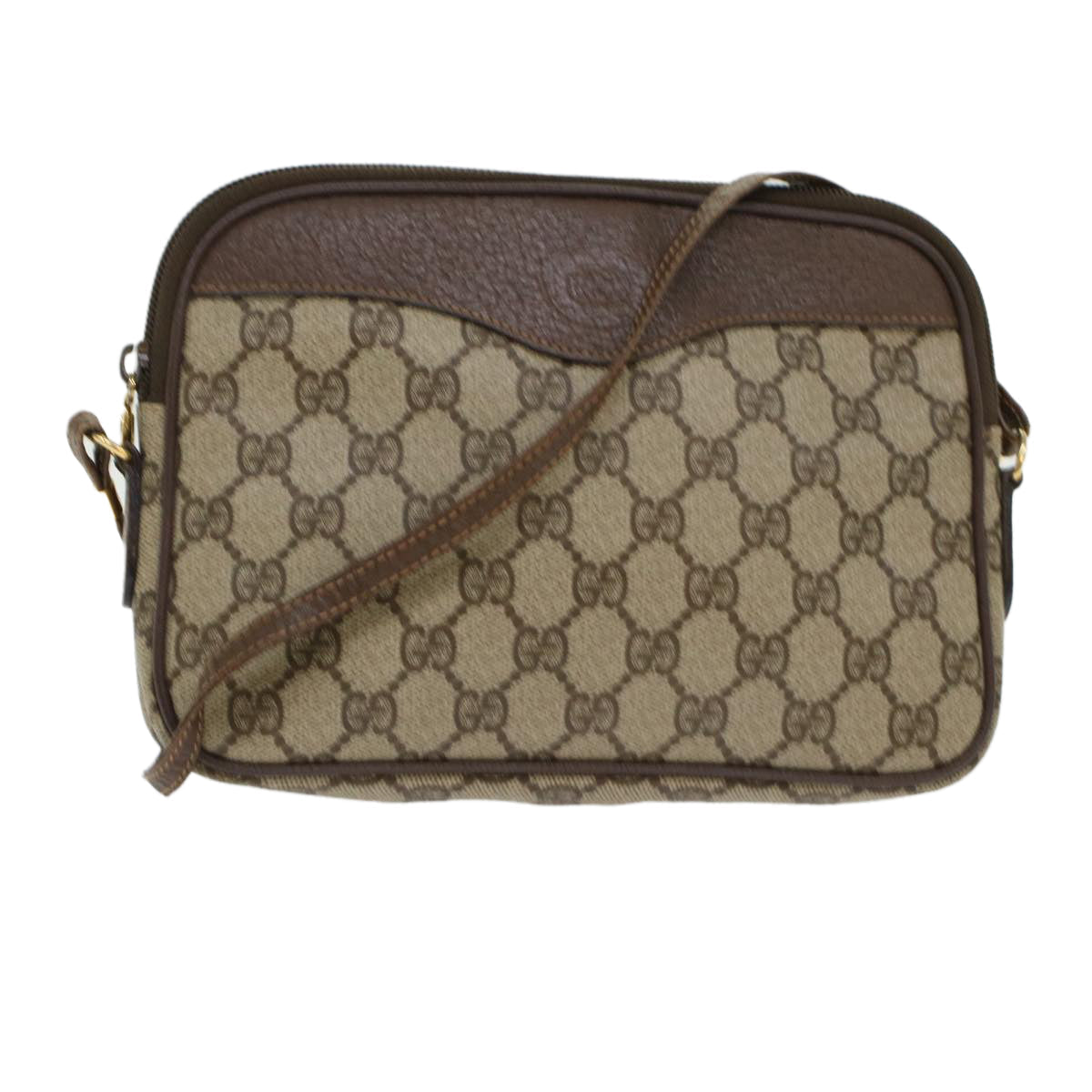 GUCCI GG Canvas Shoulder Bag PVC Leather Beige 45883