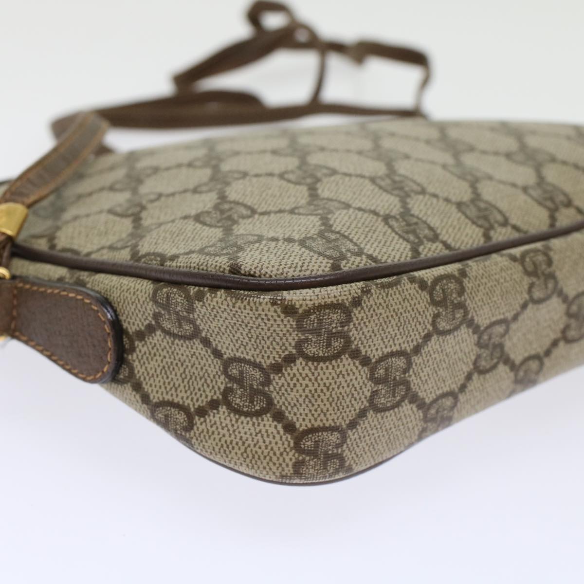GUCCI GG Canvas Shoulder Bag PVC Leather Beige 45883