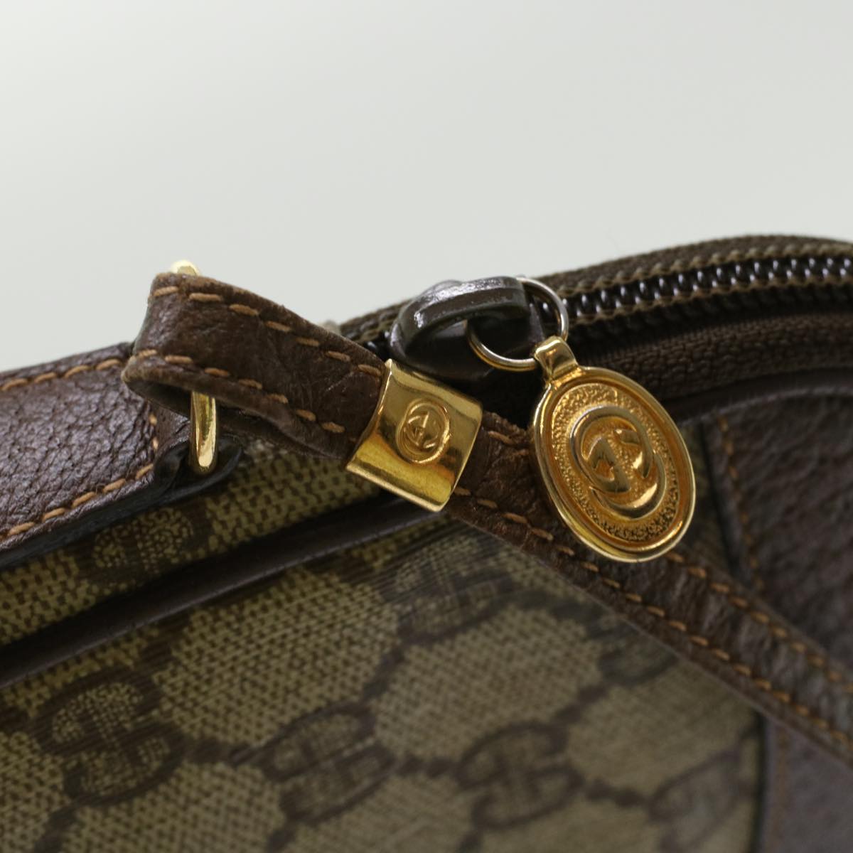 GUCCI GG Canvas Shoulder Bag PVC Leather Beige 45883