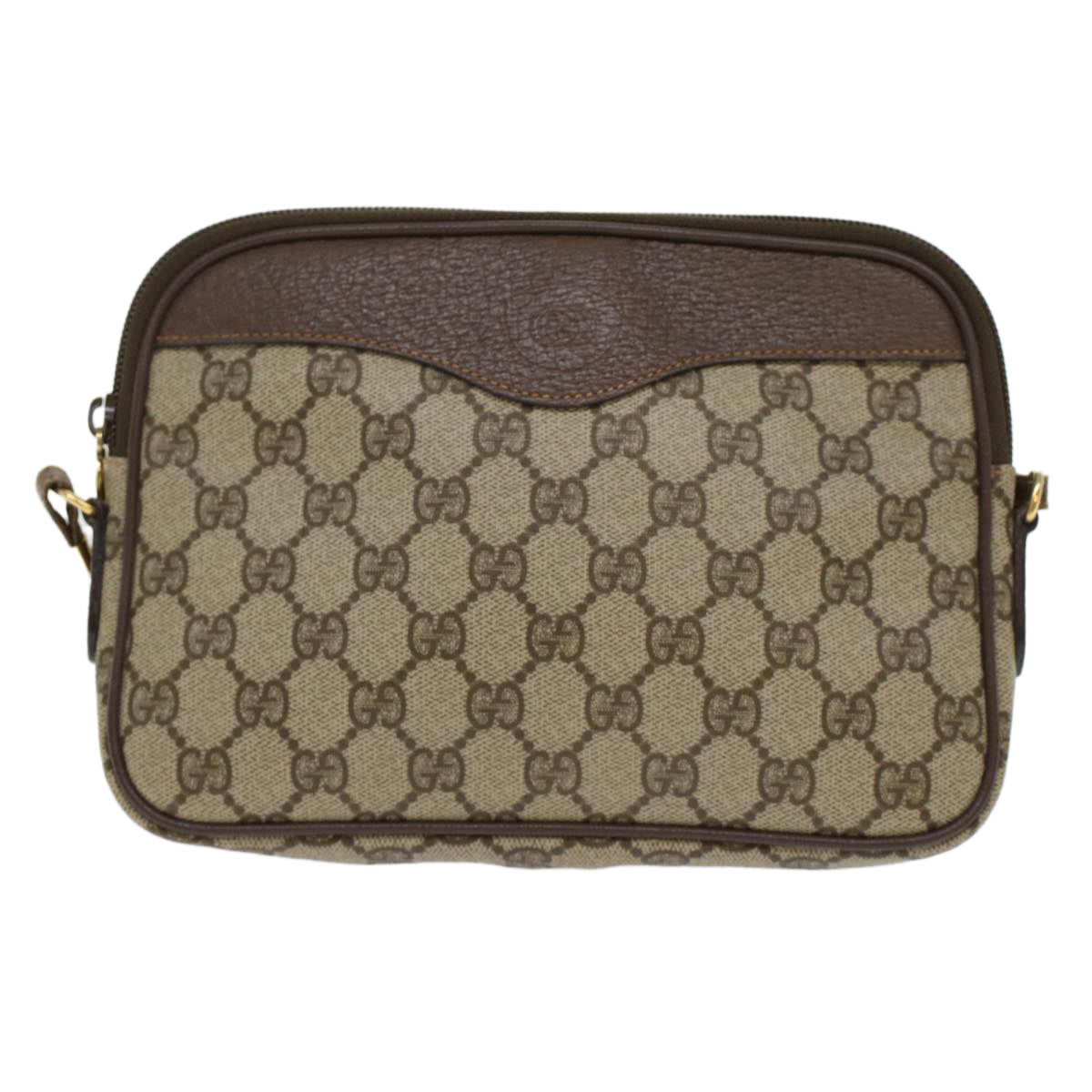 GUCCI GG Canvas Shoulder Bag PVC Leather Beige 45883