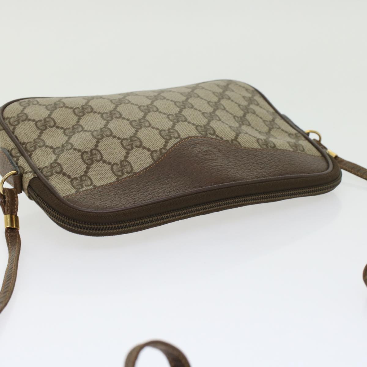 GUCCI GG Canvas Shoulder Bag PVC Leather Beige 45883
