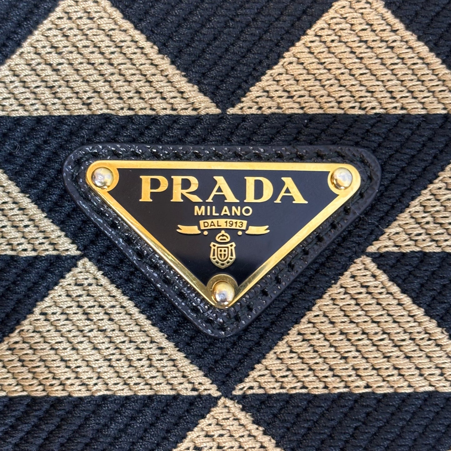 PRADA Large Symbole Embroidered Fabric Tote Bag