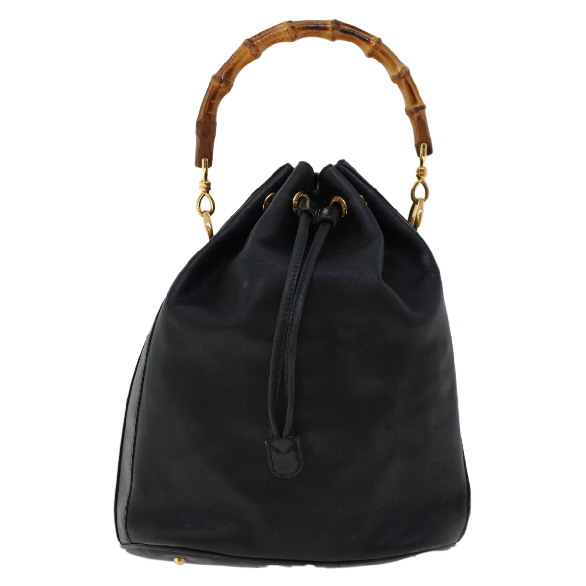 GUCCI Bamboo Hand Bag Leather 2way Black 001.2040.165 45904
