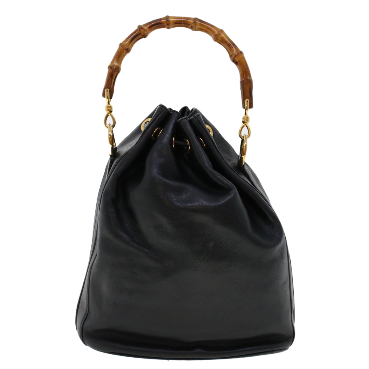 GUCCI Bamboo Hand Bag Leather 2way Black 001.2040.165 45904