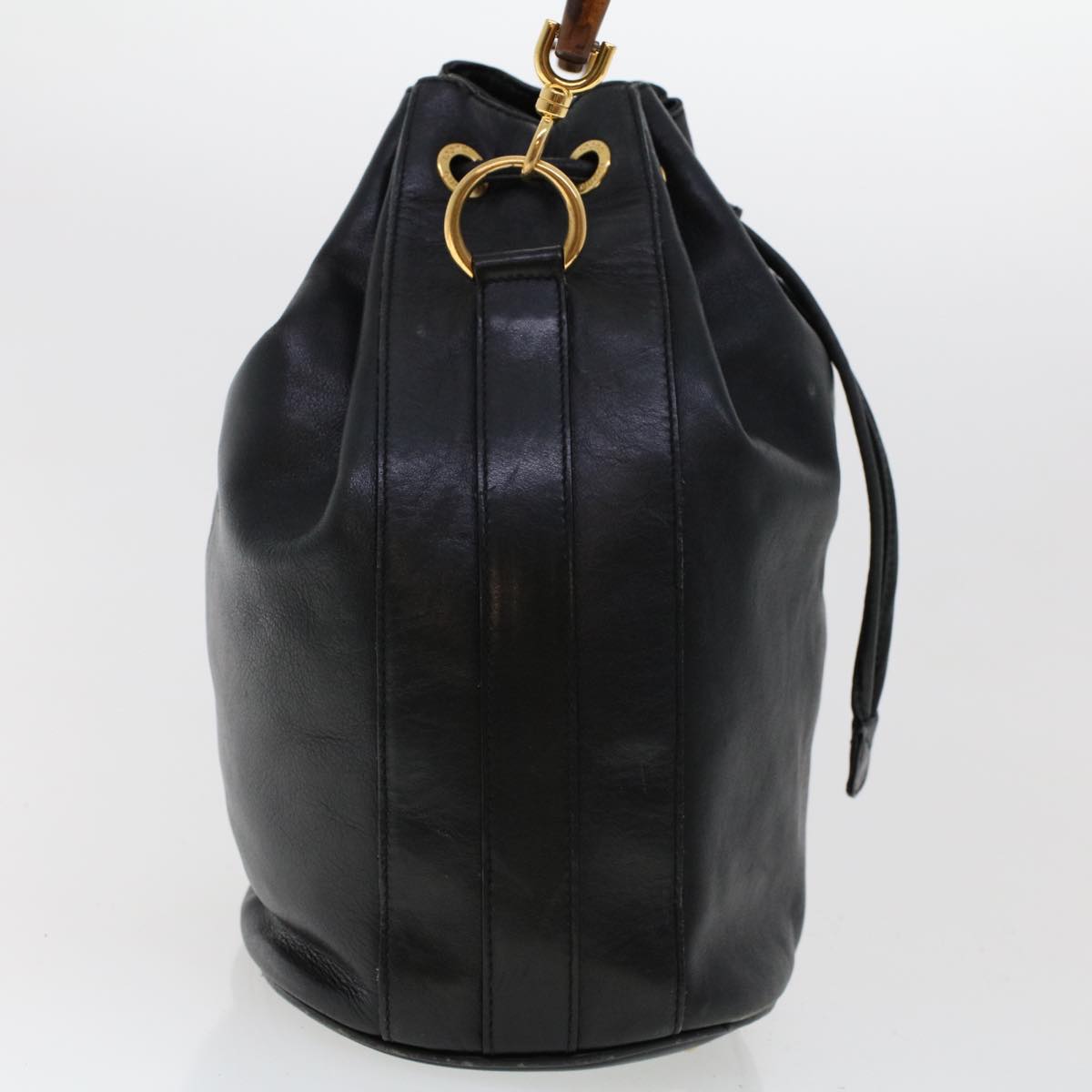 GUCCI Bamboo Hand Bag Leather 2way Black 001.2040.165 45904