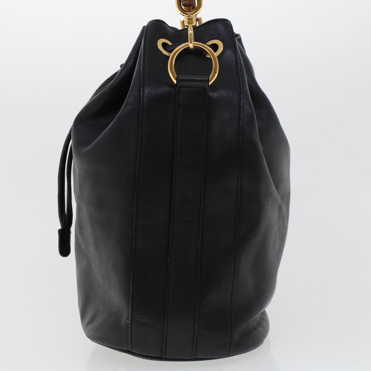 GUCCI Bamboo Hand Bag Leather 2way Black 001.2040.165 45904